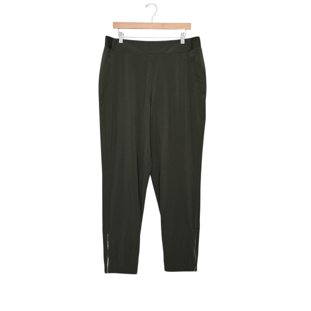 Athleta Womens Dark Olive Green Ankle‎ Zip Jogger Pants Size 14 Tall Activewear